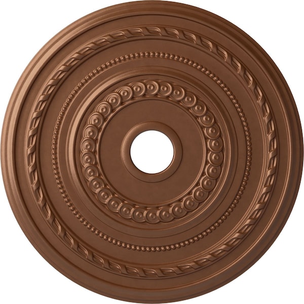 Ekena Millwork Cole Ceiling Medallion (Fits Canopies up to 9 1/8"), 25 3/8"OD x 3 3/8"ID x 1 3/8"P, Polished Copper CM25COPOS - main